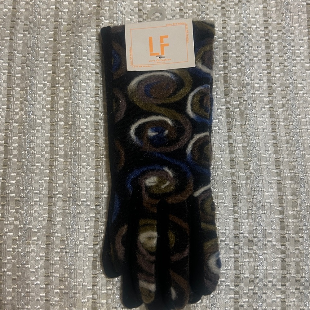 NWT Yarn Swirl Embroidered Texting Gloves S/M OS